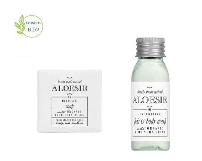 Aloésir savon d'invité 15g + gel douche 2en1 30ml - Sac organza