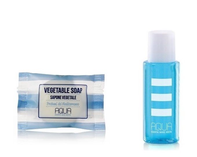 Aqua savon d'invité 10g + gel douche2en1 30ml - Sac en organza