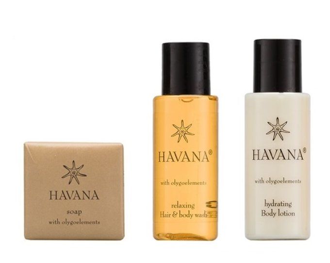 Havana savon 20g + gel douche 30ml + lait 30ml + sac organza