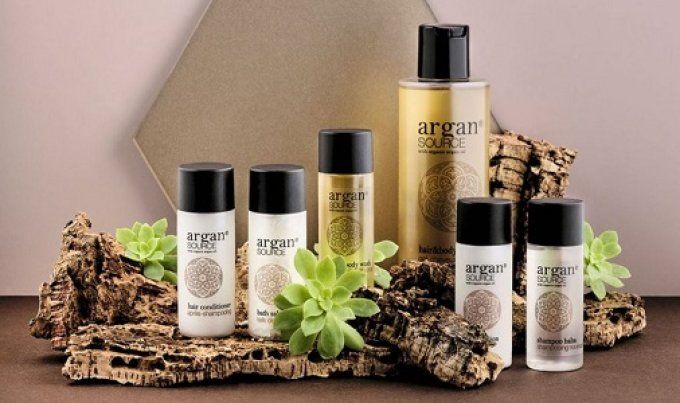 Argan savon 20g + gel douche 30ml + lait 30ml - Sac en organza