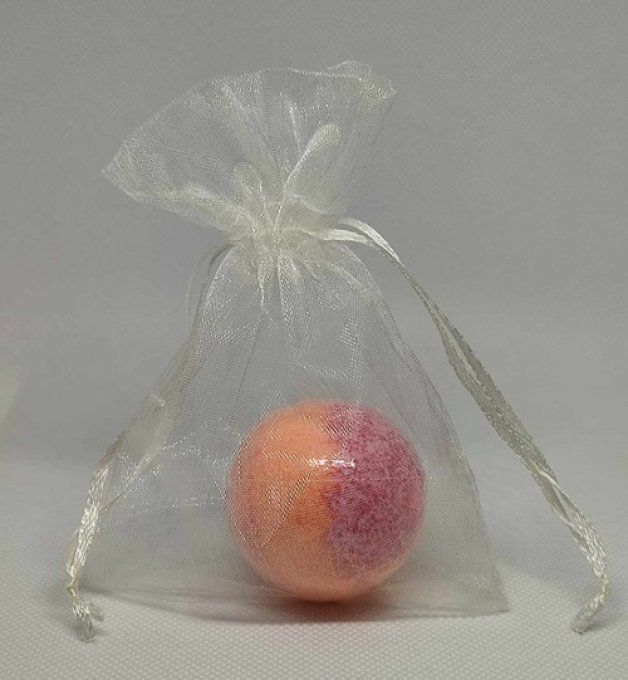 1 bombe de bain 45g parfum grenade dans un sachet organza