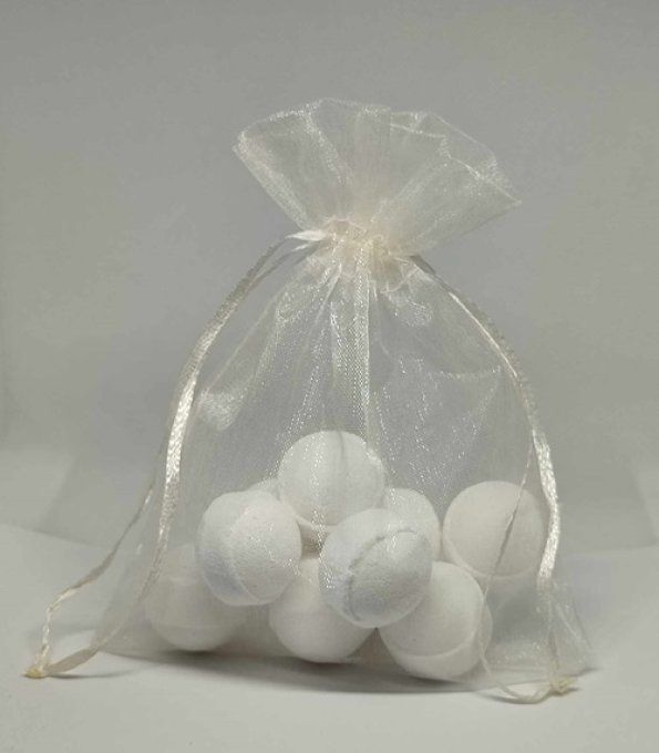 9 mini billes coco en sachet organza