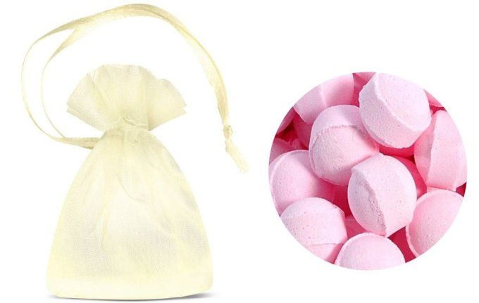 9 mini billes rose en sachet organza