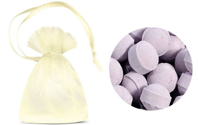 9 mini billes lavande en sachet organza