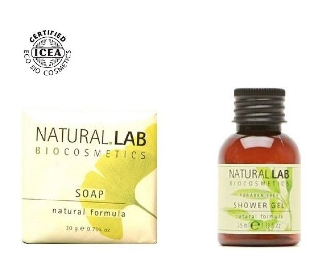 Natural Lab savon d'invité 20g + gel douche 30ml - Sac en organza