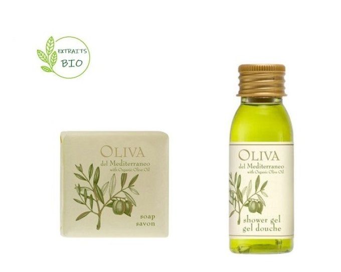 Oliva del Mediterraneo savon + gel douche 30ml - Sac organza