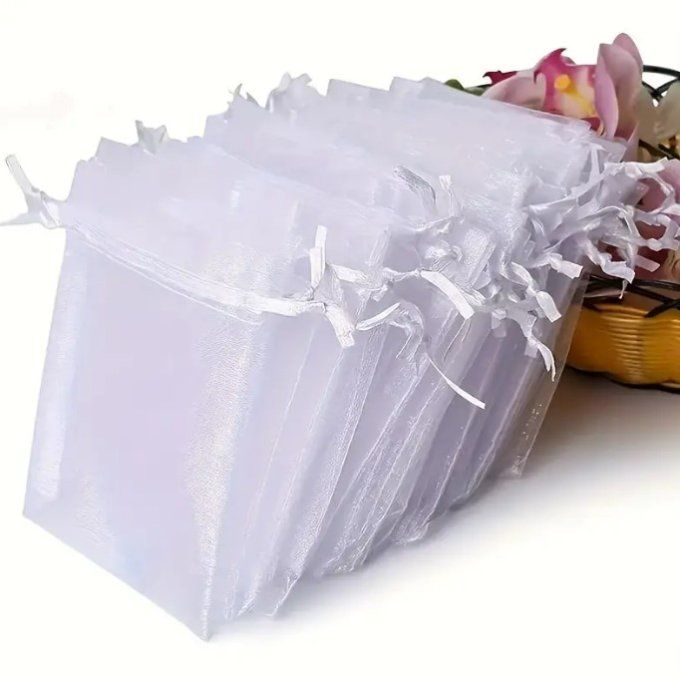 Sac organza blanc 10x12cm