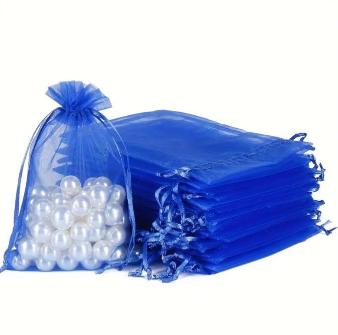 Sac organza bleu 10x12cm