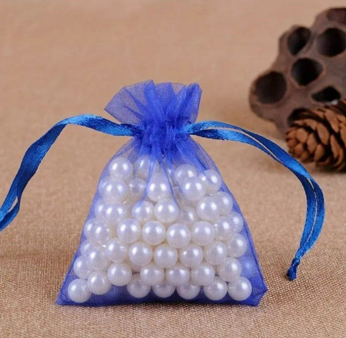 Sac organza bleu 10x12cm